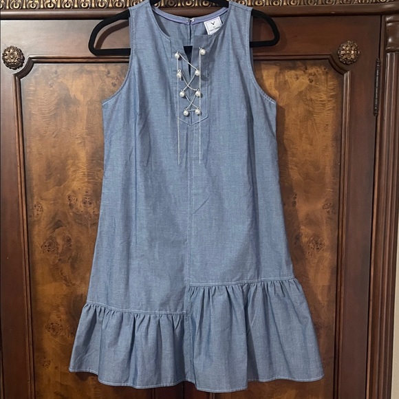Elegant Blue Sleeveless Dress - Picture 1 of 4